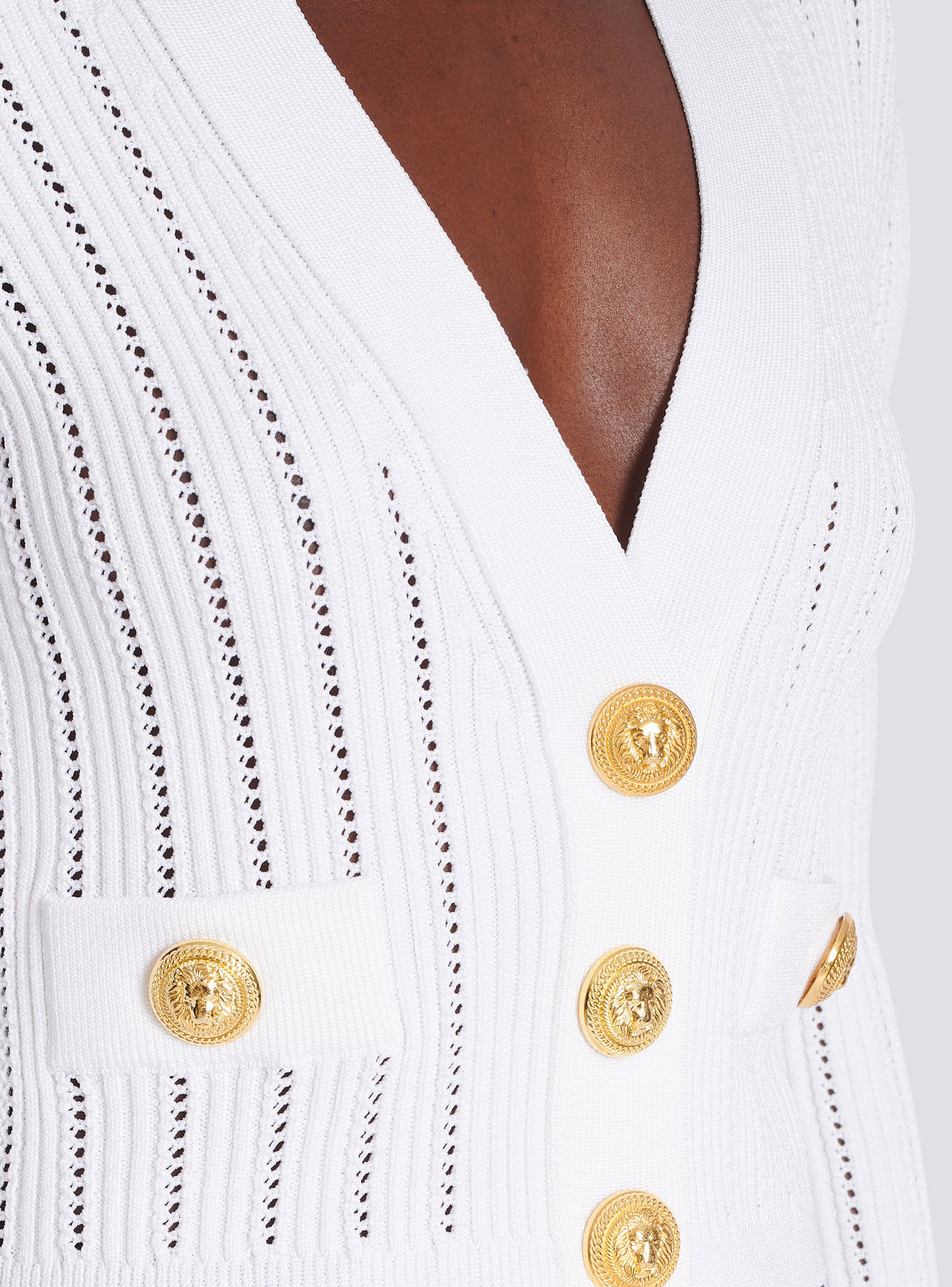 Cardigan court en maille - Blanc