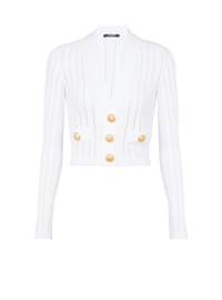 Cardigan court en maille - Blanc