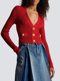Cardigan court en maille - Rouge Vif