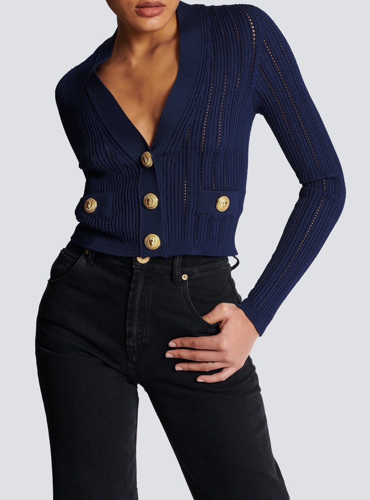 Short knit cardigan - Navy