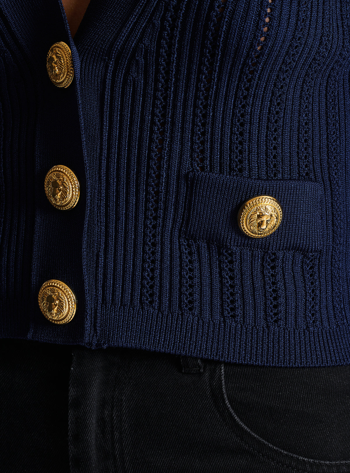 Cardigan court en maille - Marine
