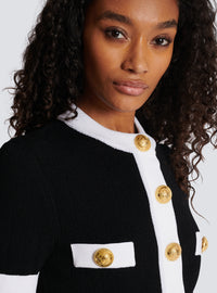 Cardigan en maille à boutons - Noir & Blanc