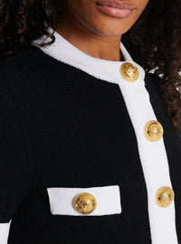 Buttoned knit cardigan - Black & White