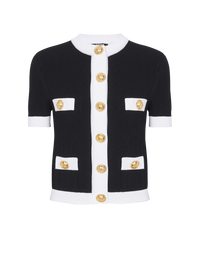 Cardigan en maille à boutons - Noir & Blanc