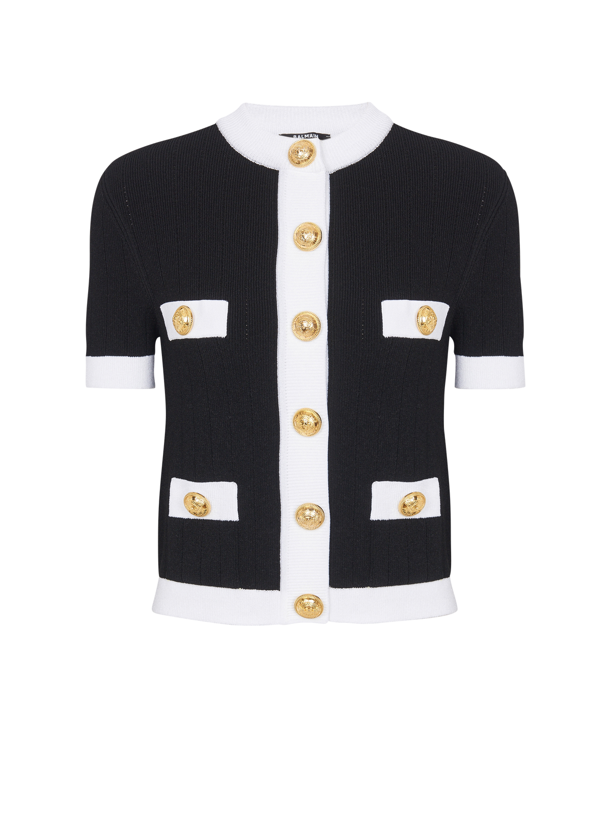 Cardigan en maille à boutons - Noir & Blanc