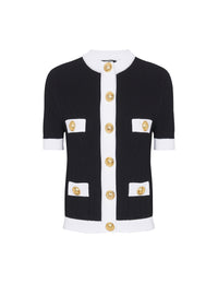 Buttoned knit cardigan - Black & White