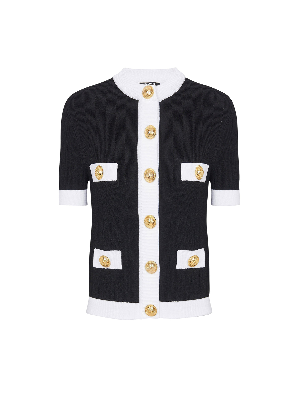 Buttoned knit cardigan - Black & White