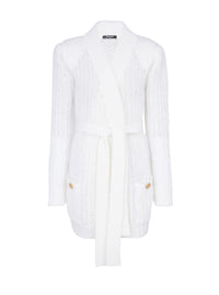 Belted wool cardigan - Natural