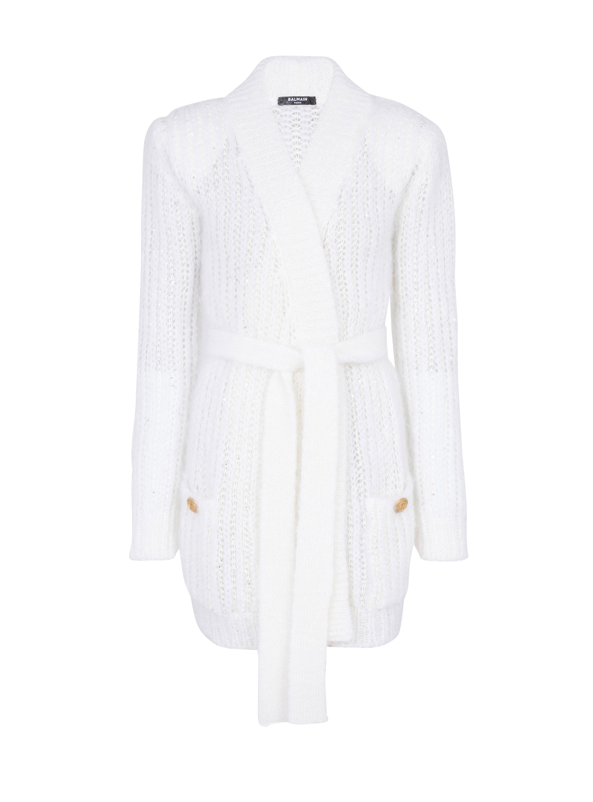 Belted wool cardigan - Natural