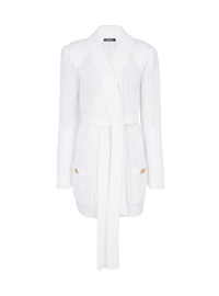 Cardigan ceinturé en mohair pailleté - Naturel