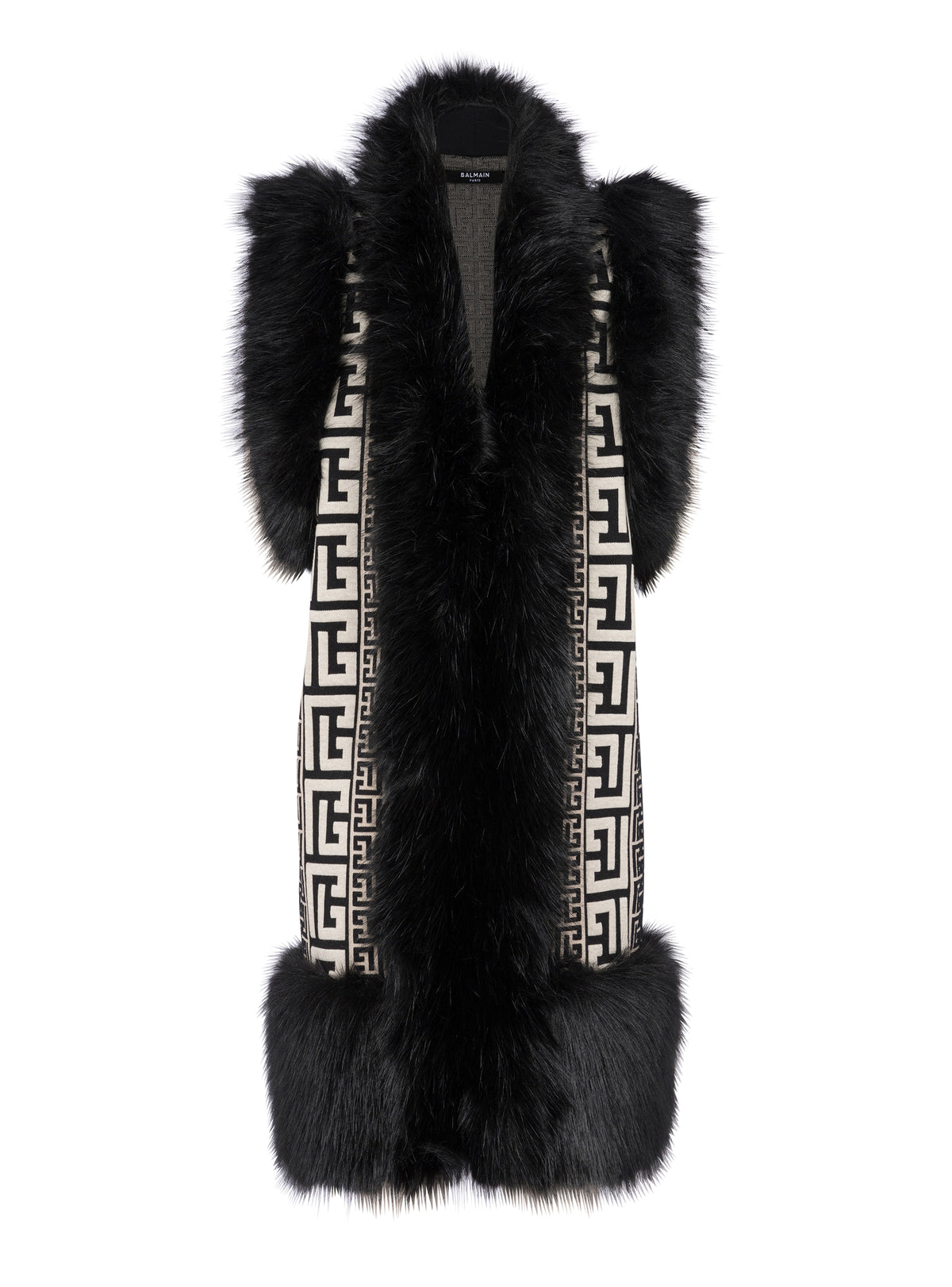 Gilet monogramme en laine - Ivoire & Noir