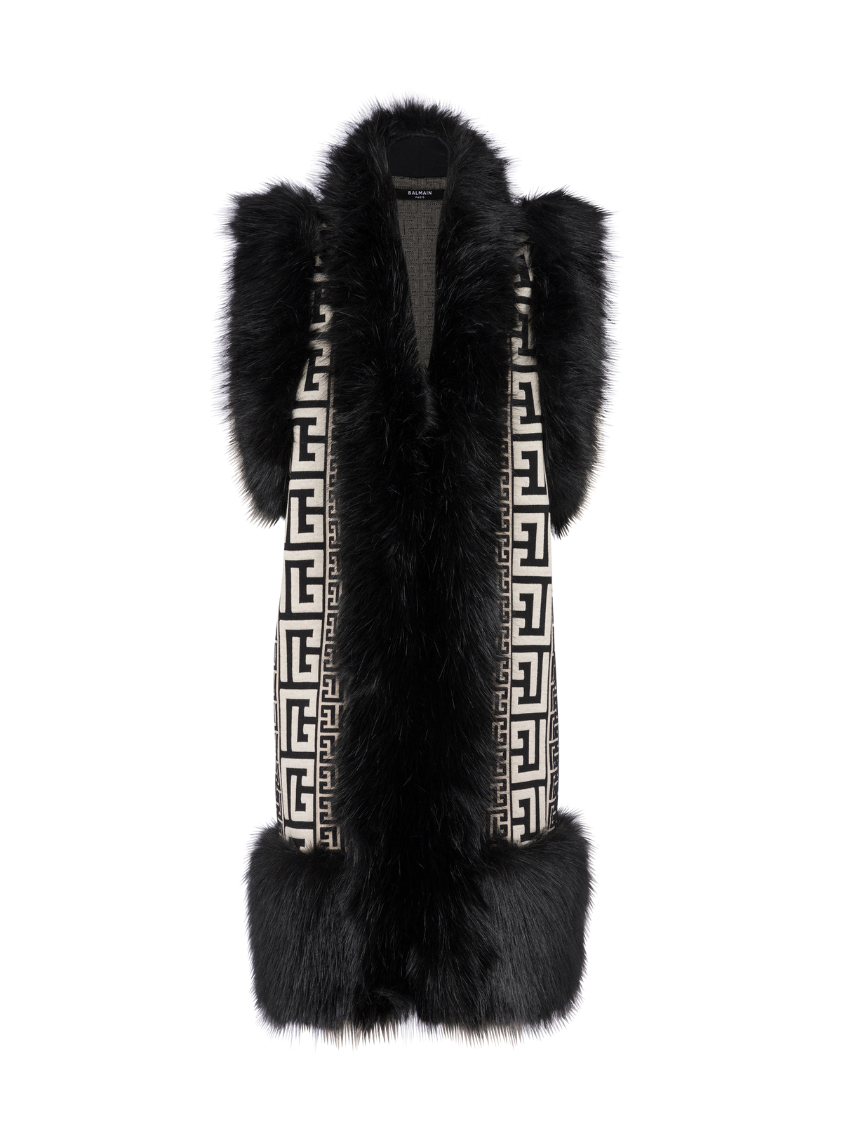 Gilet Monogramme en fausse fourrure - Ivoire & Noir