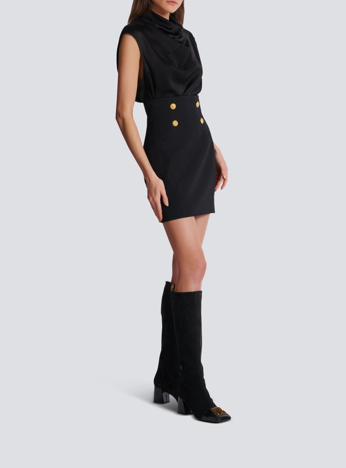 Jupe courte en laine - Noir