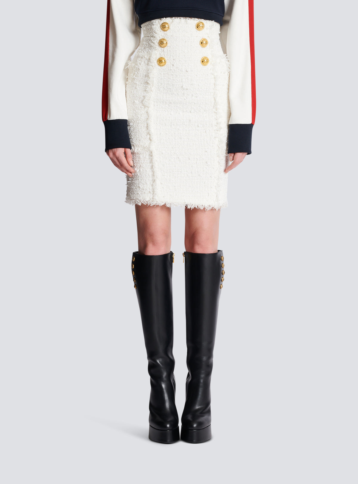 Jupe crayon en tweed - Blanc