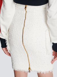Jupe crayon en tweed - Blanc