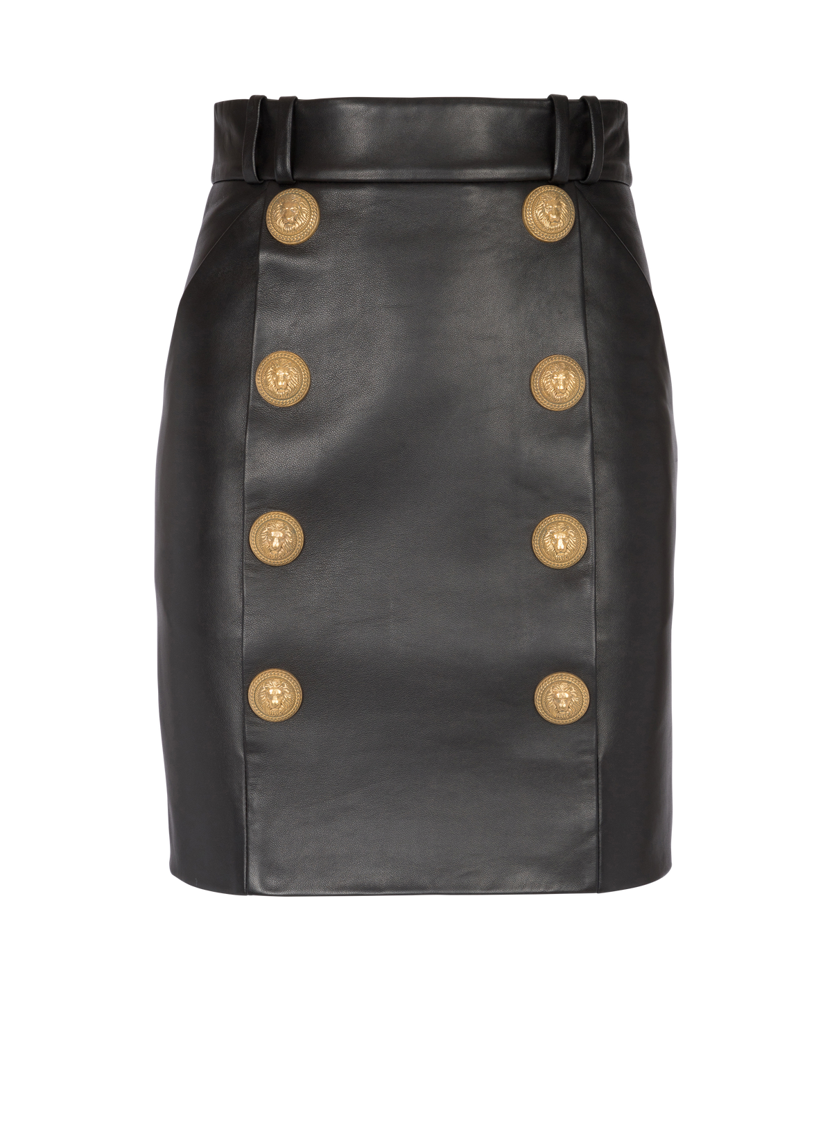 Jupe en cuir 8 boutons - Noir