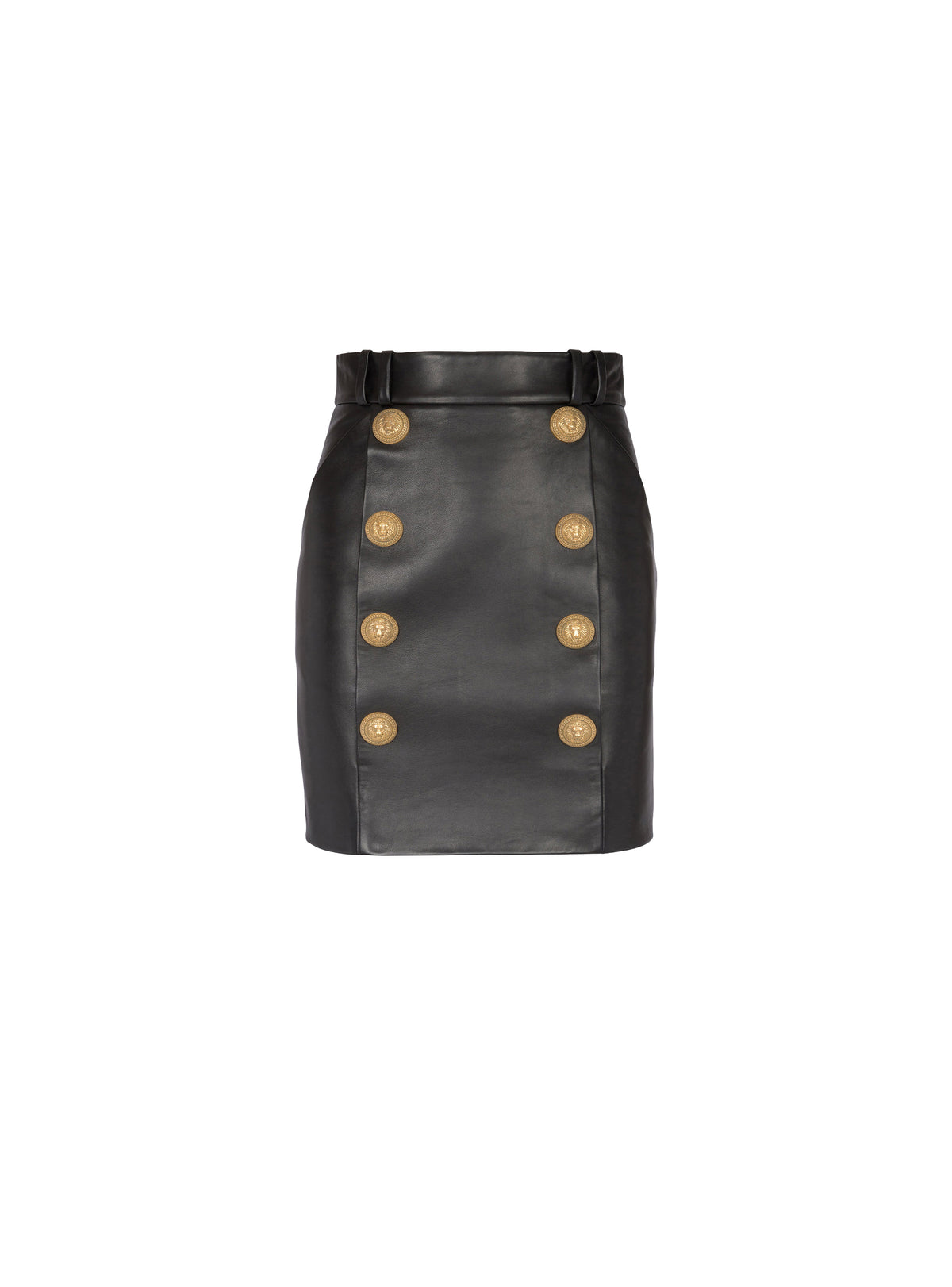 8-button leather skirt - Black