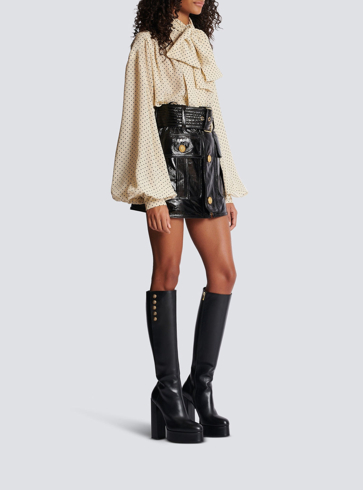 Patent leather short skirt - Black