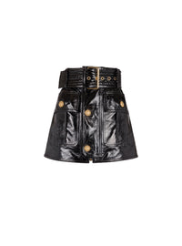 Patent leather short skirt - Black