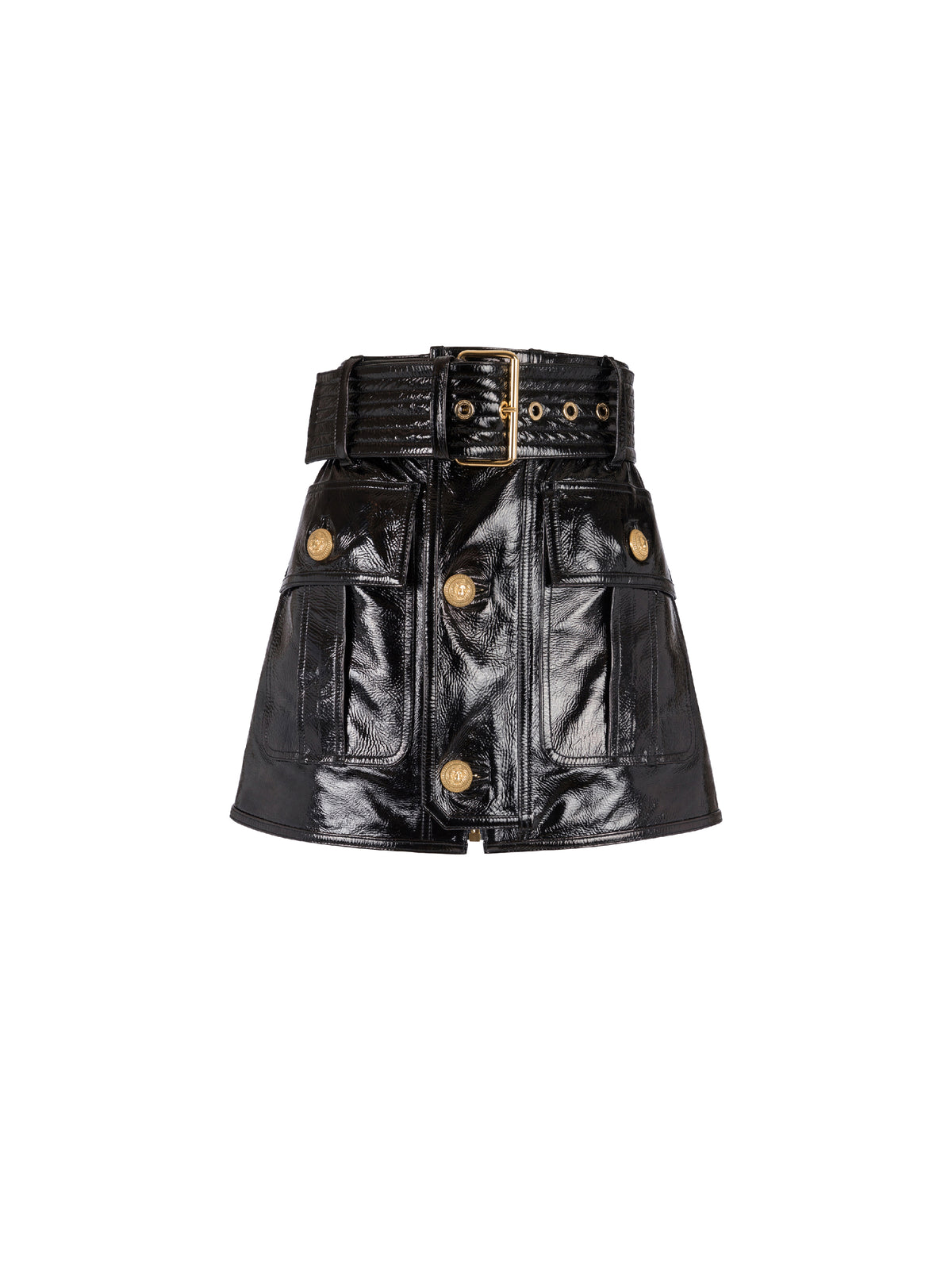 Patent leather short skirt - Black