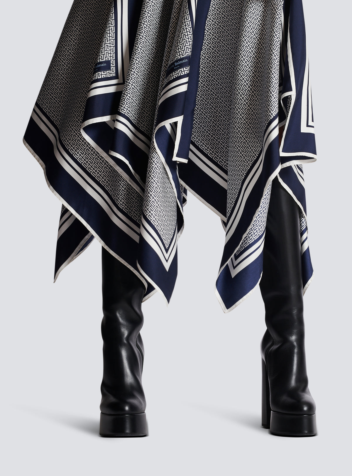 Jupe foulard imprimé monogramme - Bleu Marine & Blanc