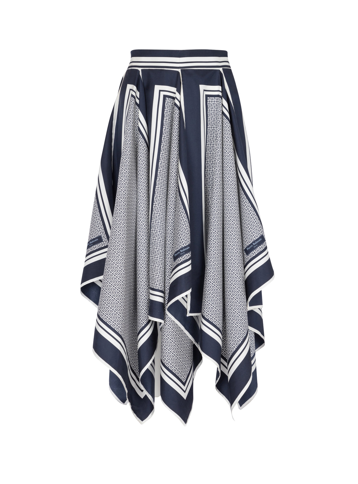 Silk midi skirt - Navy Blue & White