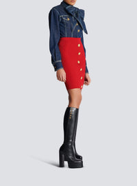 Jupe midi crayon en maille - Rouge Vif