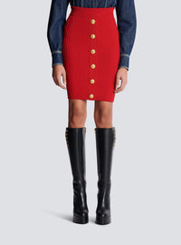 Jupe crayon en maille - Rouge Vif