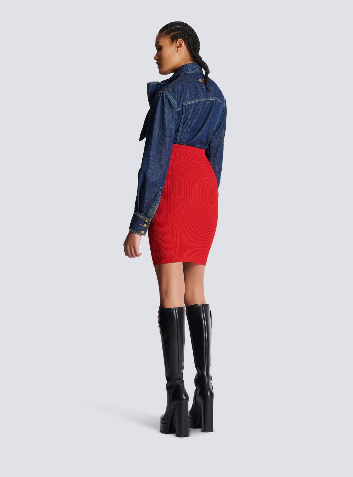 Jupe crayon en maille - Rouge Vif