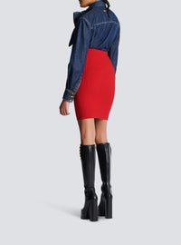 Jupe midi crayon en maille - Rouge Vif