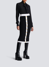 Jupe midi en maille - Noir & Blanc