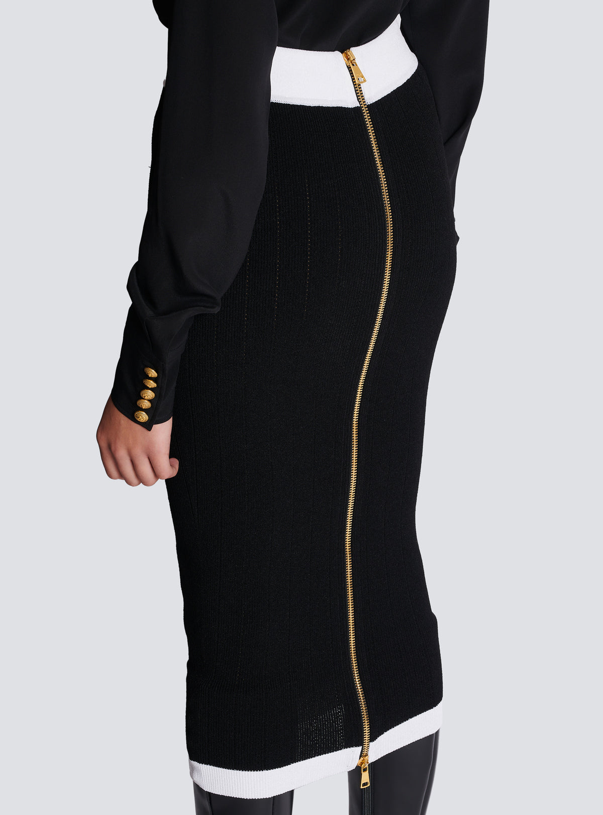 Jupe midi en maille - Noir & Blanc