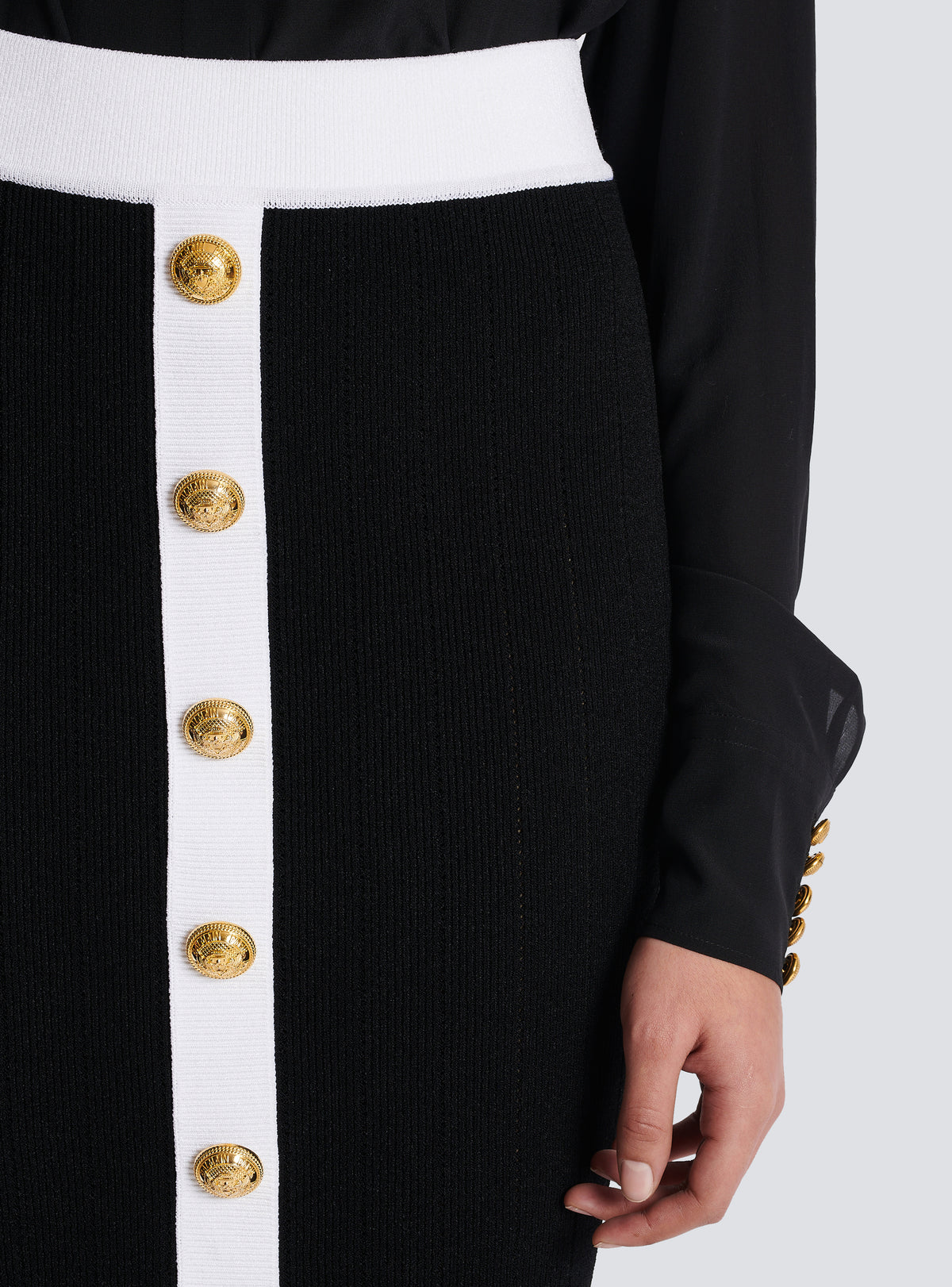 Jupe midi en maille - Noir & Blanc