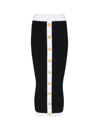 Jupe midi en maille - Noir & Blanc