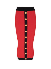 Knit midi skirt - Bright Red & Black