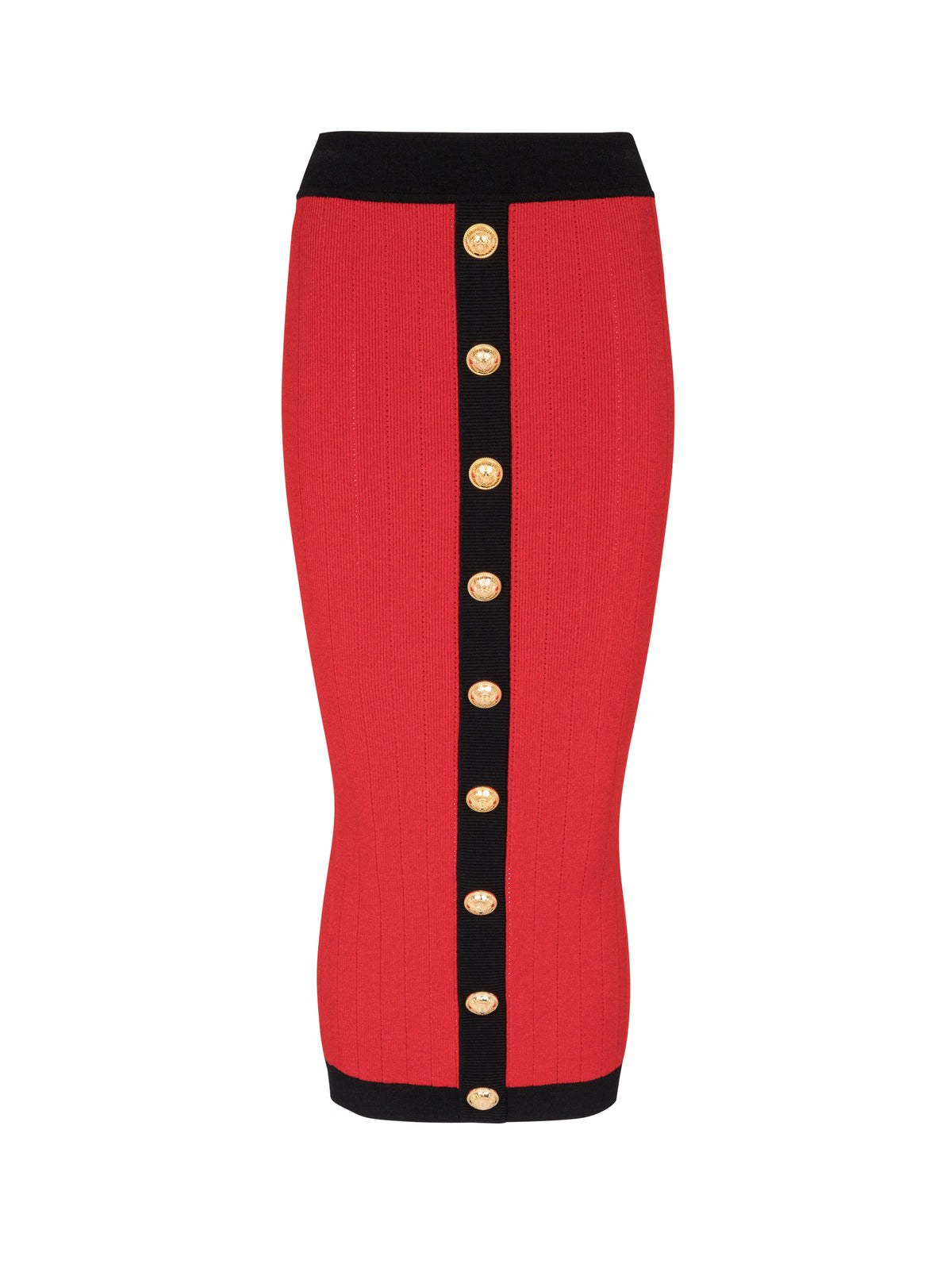 Knit midi skirt - Bright Red & Black