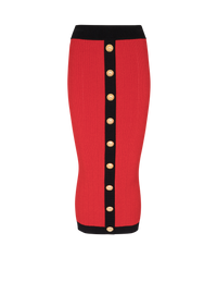Jupe midi en maille - Rouge Vif & Noir