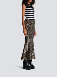 Jupe longue brodée de sequins - Or & Noir