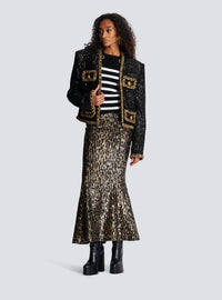 Jupe longue brodée de sequins - Or & Noir
