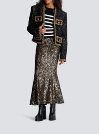 Jupe longue brodée de sequins - Or & Noir