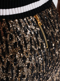 Jupe longue brodée de sequins - Or & Noir