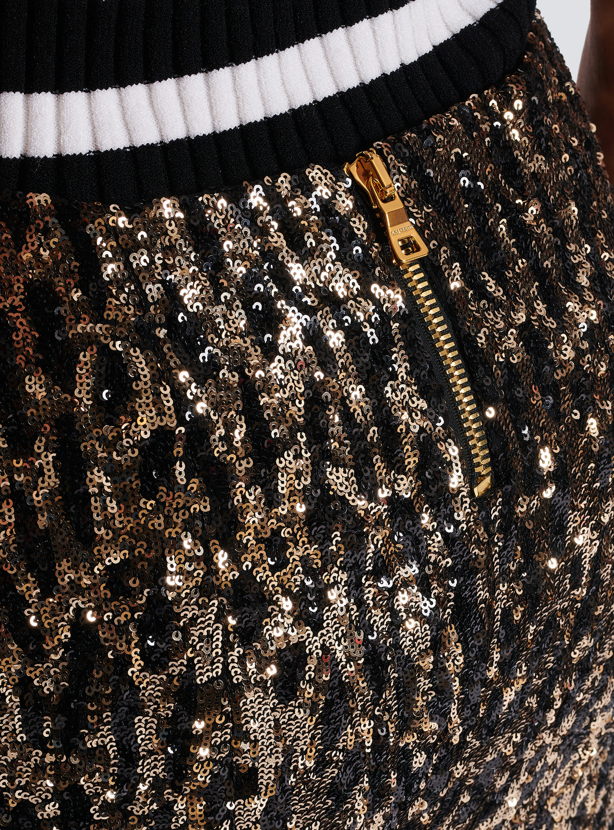 Jupe longue brodée de sequins - Or & Noir
