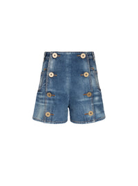 Short à boutons en denim à boutons - Bleu Jean