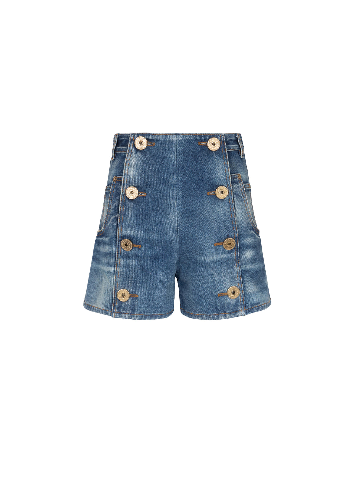 Short à boutons en denim à boutons - Bleu Jean