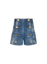Short en denim à boutons - Bleu Jean