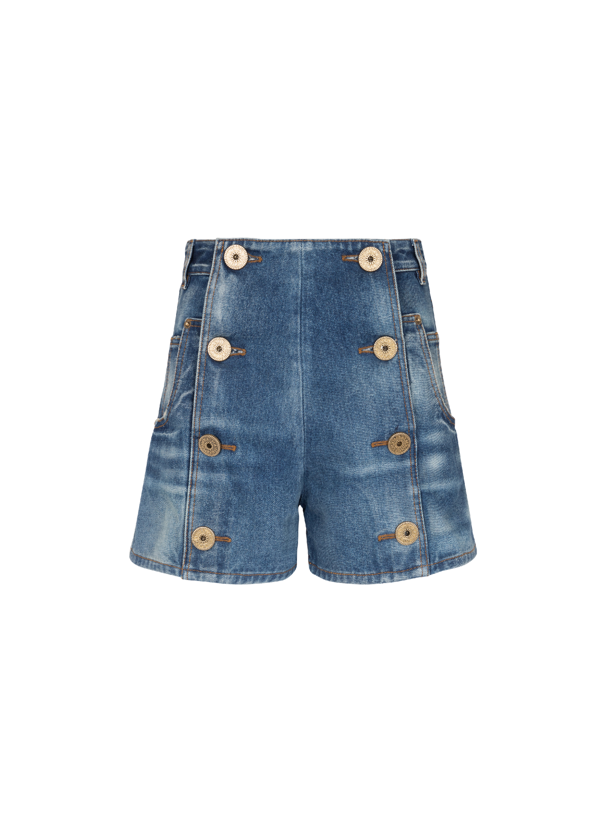 Short en denim à boutons - Bleu Jean