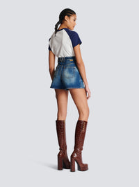 Short en denim à boutons - Bleu Jean