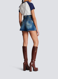 Short à boutons en denim à boutons - Bleu Jean