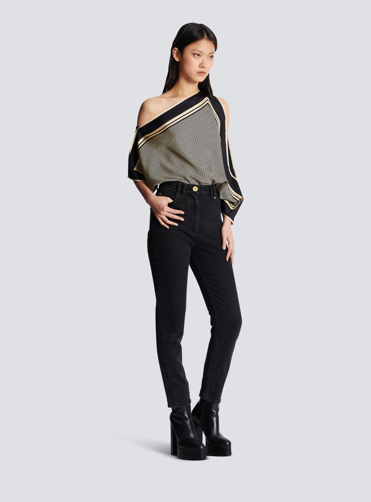 Jean slim en denim - Noir Délavé