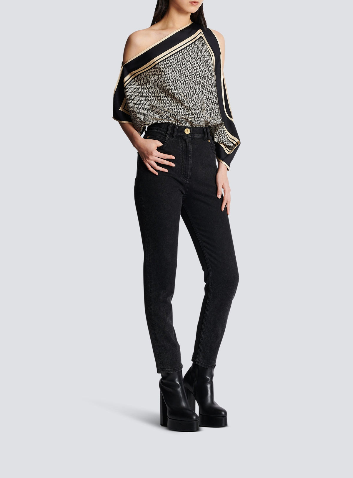 Slim denim trousers - Washed Black